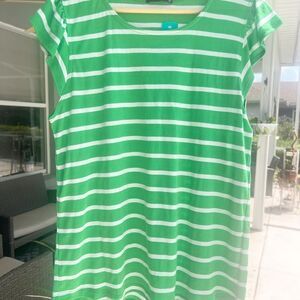 Staccato Green and White Striped T-Shirt, Stripes,everyday wear, Flutter sleeve